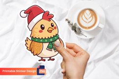 Christmas Funny Chicken Sticker, Christmas Chicken Art Product Image 1
