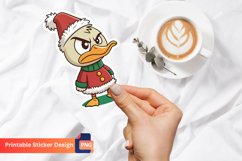 Christmas Funny Grumpy Duck Sticker, Funny Duck Sticker Gift Product Image 1