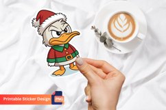 Christmas Funny Grumpy Duck Sticker, Funny Duck Sticker Gift Product Image 1