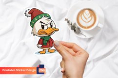 Christmas Funny Grumpy Duck Sticker, Funny Duck Sticker Gift Product Image 1