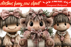 Funny Christmas Highland Cow Clipart Product Image 1