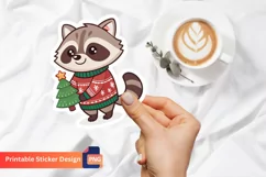 Christmas Funny Raccoon Sticker,Funny Winter Raccoon Sticker Product Image 1