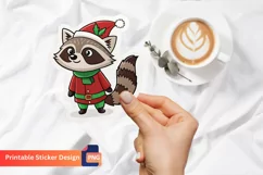 Christmas Funny Raccoon Sticker, Festive Raccoon Sticker Product Image 1