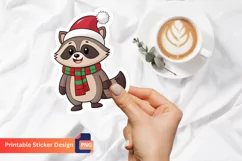Christmas Funny Raccoon Sticker,Funny Winter Raccoon Sticker Product Image 1