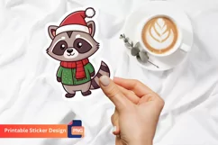 Christmas Funny Raccoon Sticker,Funny Winter Raccoon Sticker Product Image 1