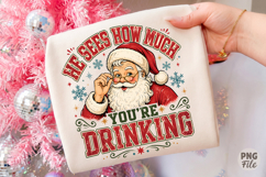 Christmas Funny Santa Drinking Design,Santa Drinking Png Product Image 1