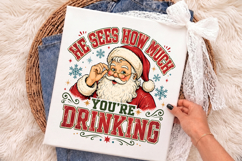 Christmas Funny Santa Drinking Design,Santa Drinking Png Product Image 2