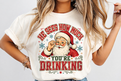 Christmas Funny Santa Drinking Design,Santa Drinking Png Product Image 3