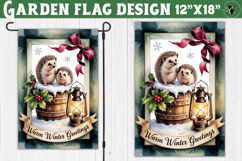 Merry Christmas Garden flag | Christmas Hedgehog sublimation Product Image 1