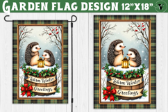 Merry Christmas Garden flag | Christmas Hedgehog sublimation Product Image 1