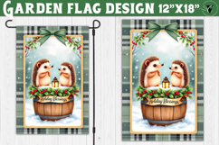 Merry Christmas Garden flag | Christmas Hedgehog sublimation Product Image 1