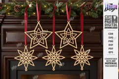 Wooden 3D Christmas Ornament Laser Cut | 3D Pendant Decor Product Image 1