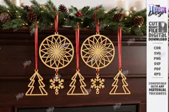 Wooden 3D Christmas Ornament Laser Cut | 3D Pendant Decor Product Image 1