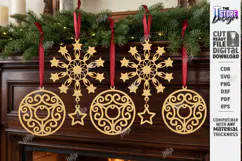 Wooden 3D Christmas Ornament Laser Cut | 3D Pendant Decor Product Image 1