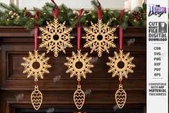 Wooden 3D Christmas Ornament Laser Cut | 3D Pendant Decor Product Image 1