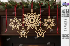 Wooden 3D Christmas Ornament Laser Cut | 3D Pendant Decor Product Image 1