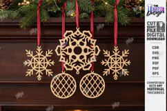 Wooden 3D Christmas Ornament Laser Cut | 3D Pendant Decor Product Image 1