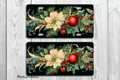 Retro Christmas License Plate PNG | Winter Florals Car Plate Product Image 2