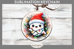 Christmas Ghost v1 Entangled in Lights Round Keychain png Product Image 1