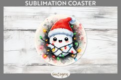 Christmas Ghost v1 Entangled in Lights Round Coaster png Product Image 1