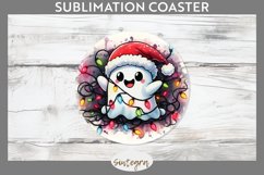 Christmas Ghost v2 Entangled in Lights Round Coaster png Product Image 1