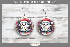 Christmas Ghost v2 Entangled in Lights Round Earrings png Product Image 1