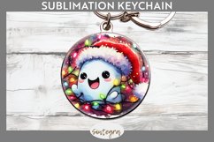 Christmas Ghost v3 Entangled in Lights Round Keychain png Product Image 1