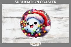 Christmas Ghost v3 Entangled in Lights Round Coaster png Product Image 1