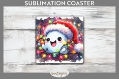 Christmas Ghost v3 Entangled in Lights Square Coaster png Product Image 1