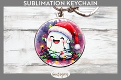 Christmas Ghost v4 Entangled in Lights Round Keychain png Product Image 1