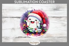 Christmas Ghost v4 Entangled in Lights Round Coaster png Product Image 1