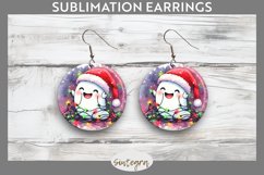 Christmas Ghost v4 Entangled in Lights Round Earrings png Product Image 1