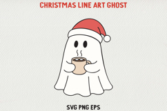 Christmas Kawaii Ghost Minimal Hand-Drawn Clipart EPS, SVG, Product Image 1
