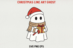 Christmas Kawaii Ghost Minimal Hand-Drawn Clipart EPS, SVG, Product Image 1