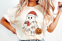Christmas Kawaii Ghost Minimal Hand-Drawn Clipart EPS, SVG, Product Image 3