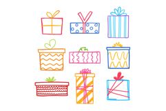 Colorful hand drawn gift boxes celebrating different occasio Product Image 1