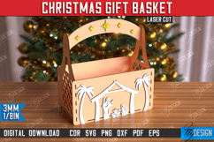 Christmas Gift Basket Laser Cut | Gift Basket with Handle Product Image 1