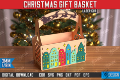 Christmas Gift Basket Laser Cut | Gift Basket with Handle Product Image 1