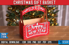 Christmas Gift Basket Laser Cut | Gift Basket with Handle Product Image 1