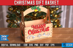 Christmas Gift Basket Laser Cut | Gift Basket with Handle Product Image 1