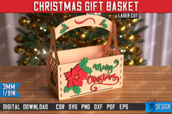 Christmas Gift Basket Laser Cut | Gift Basket with Handle Product Image 1
