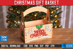 Christmas Gift Basket Laser Cut | Gift Basket with Handle Product Image 1
