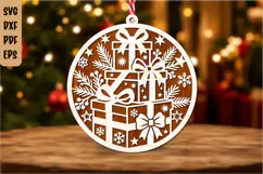 Christmas Gift Box Ornament Laser Cut SVG Product Image 1