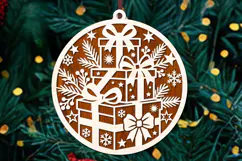 Christmas Gift Box Ornament Laser Cut SVG Product Image 2