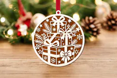 Christmas Gift Box Ornament Laser Cut SVG Product Image 3