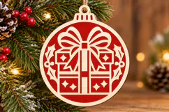 Christmas Gift Box Ornament Laser Cut SVG Product Image 3