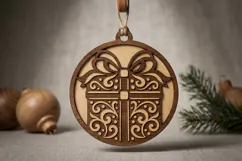 Christmas Gift Box Ornament SVG File, Laser Cut Glowforge Product Image 2