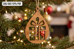 Christmas Gift Box Wooden Ornament Laser Cut Product Image 1