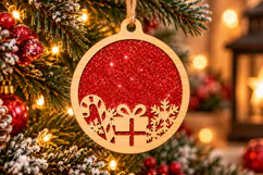 Christmas Gift & Candy Cane Ornament SVG Product Image 1
