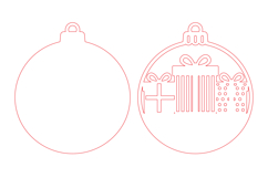 Christmas Gift Ornament Laser Cut SVG, Round Wooden Present Product Image 2